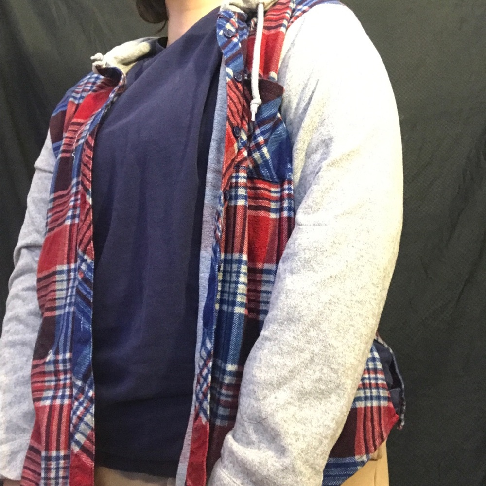 Rue 21 flannel over shirt with hood